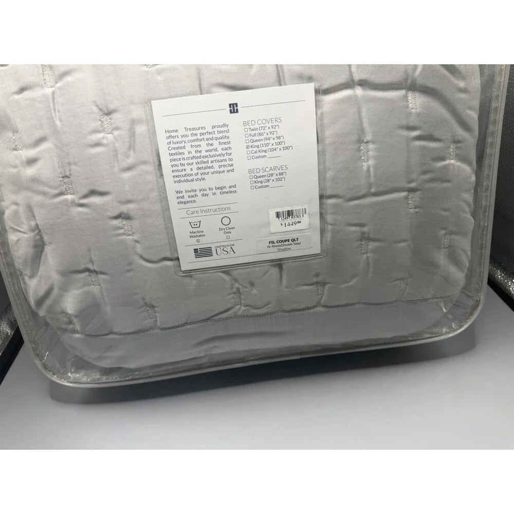 $1,449 Home Treasures Fil Coupé (Modal) Quilted King Coverlet Shadow New